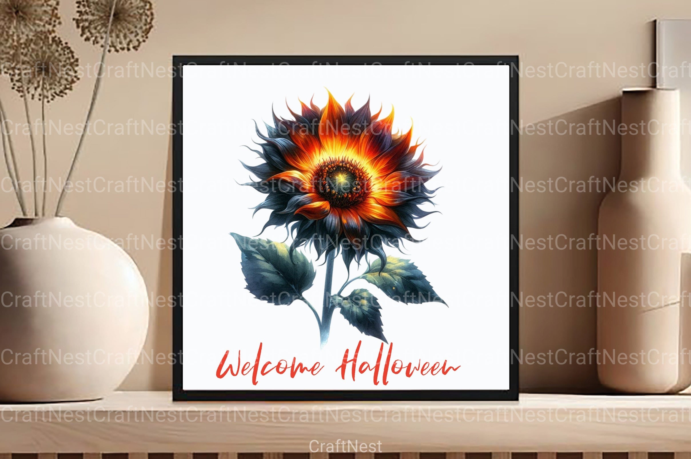 Welcome Halloween Sunflower Clipart Bundle - CraftNest - Digital Crafting and Art