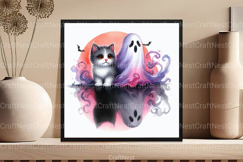 Halloween Cat & Smoky Ghost Clipart Bundle 2 - CraftNest - Digital Crafting and Art