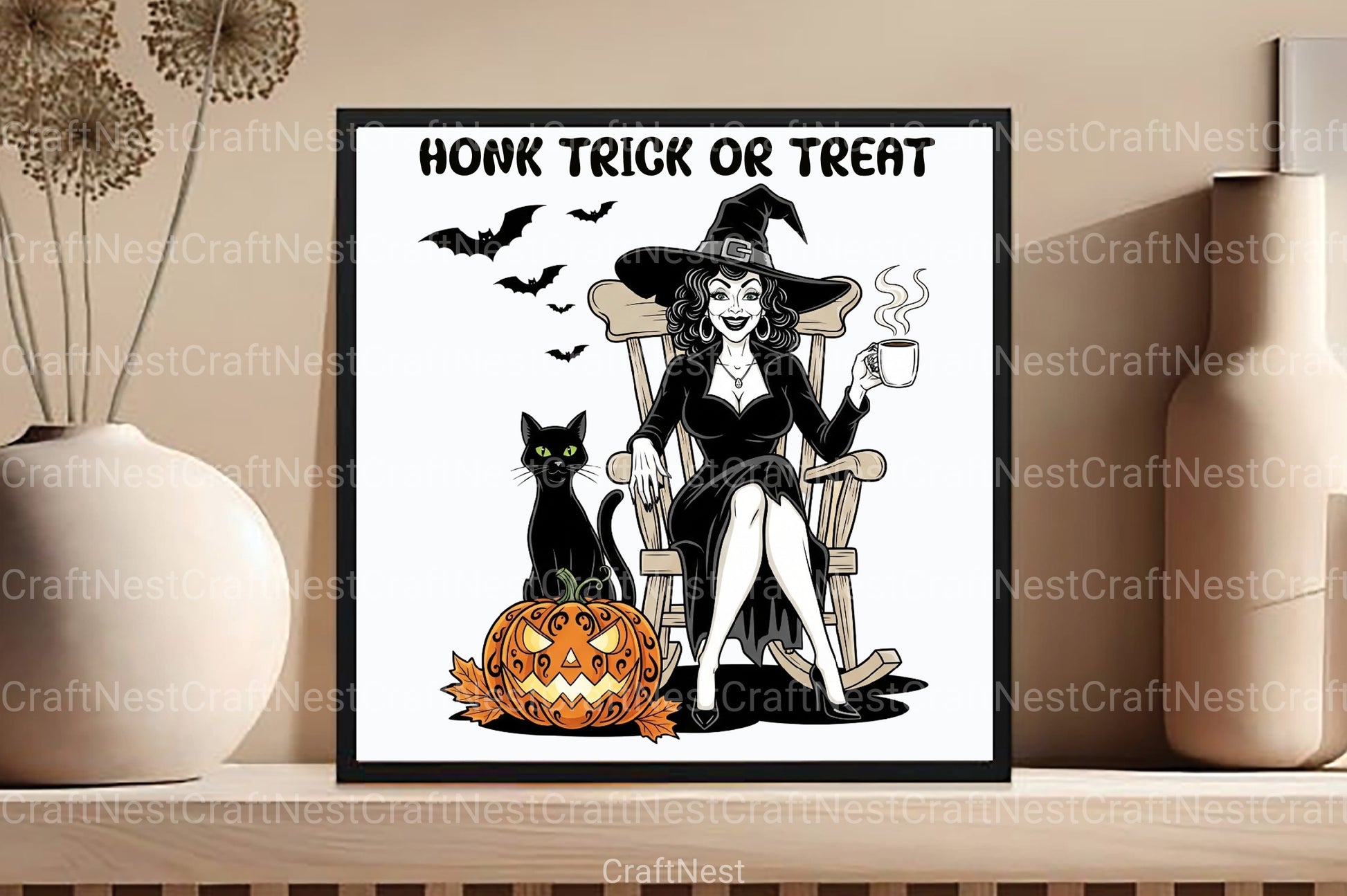 Vintage Halloween Witch & Cat Clipart Bundle - CraftNest - Digital Crafting and Art