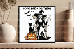 Vintage Halloween Witch & Cat Clipart Bundle - CraftNest - Digital Crafting and Art