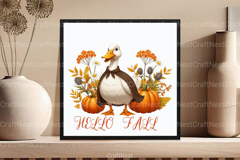 Hello Fall Goose Clipart Bundle - CraftNest - Digital Crafting and Art