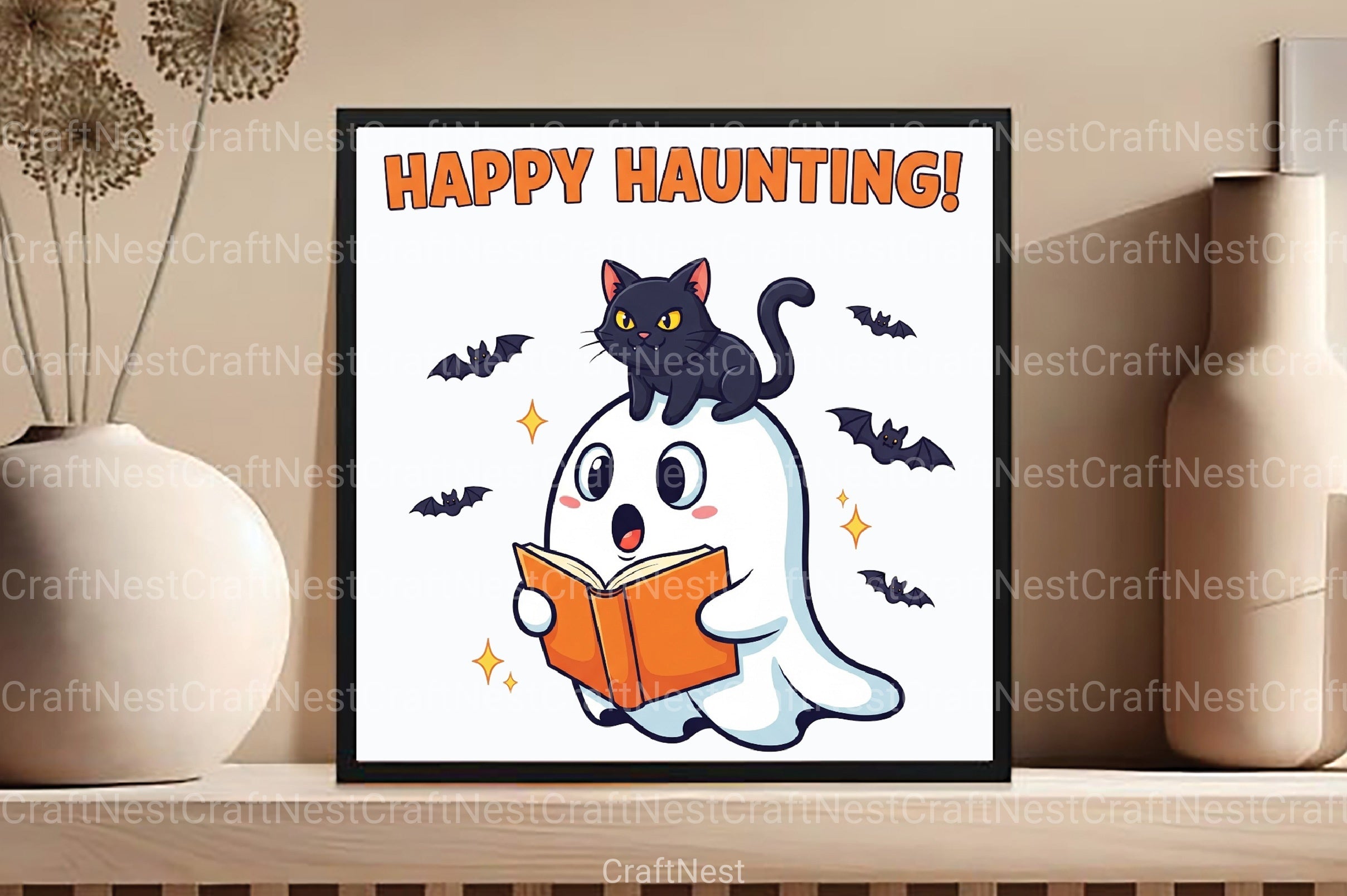 Cute Halloween Ghost Reading Book Clipart Bundle - CraftNest - Digital Crafting and Art
