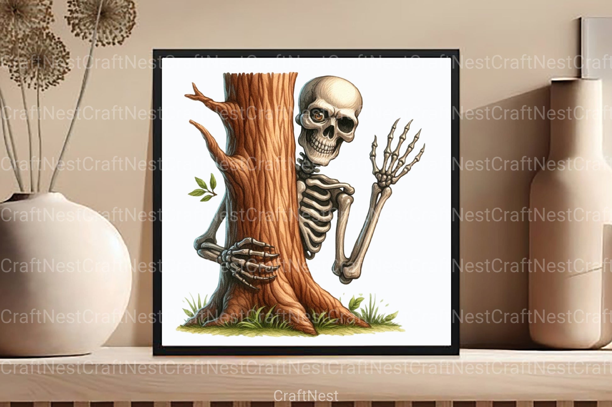Funny Skeleton Peeking Clipart Bundle 11 - CraftNest - Digital Crafting and Art