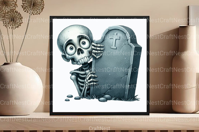 Funny Skeleton Peeking Clipart Bundle 33 - CraftNest - Digital Crafting and Art