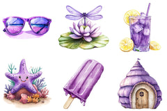Purple Summer Clipart Bundle 2 - CraftNest - Digital Crafting and Art