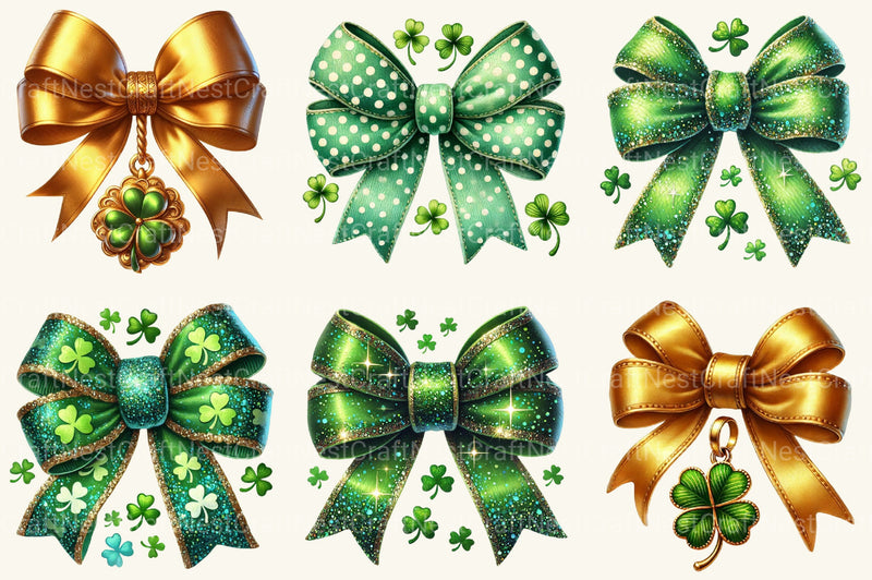 St Patrick's Bow Clipart Bundle - CraftNest - Digital Crafting and Art