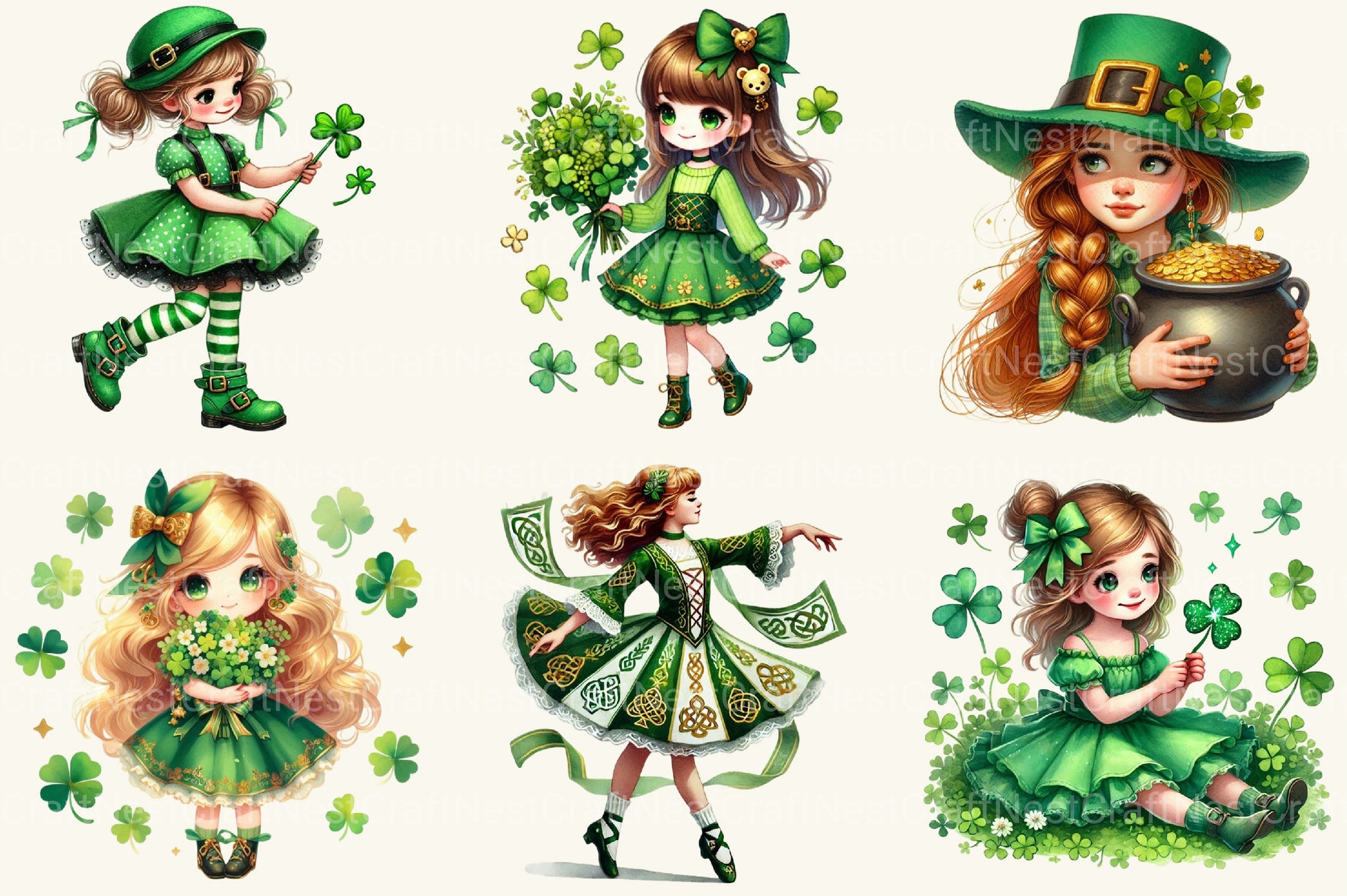St Patrick's Girl Clipart Bundle - CraftNest - Digital Crafting and Art