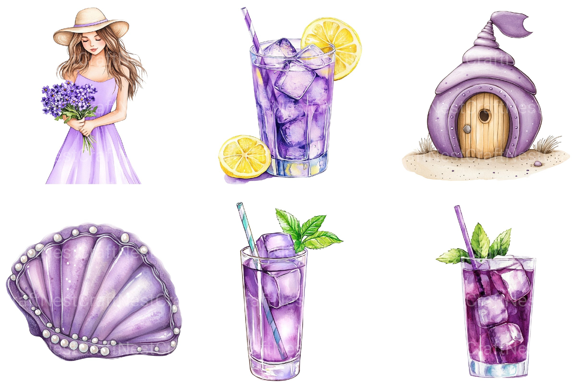 Purple Summer Clipart Bundle 2 - CraftNest - Digital Crafting and Art