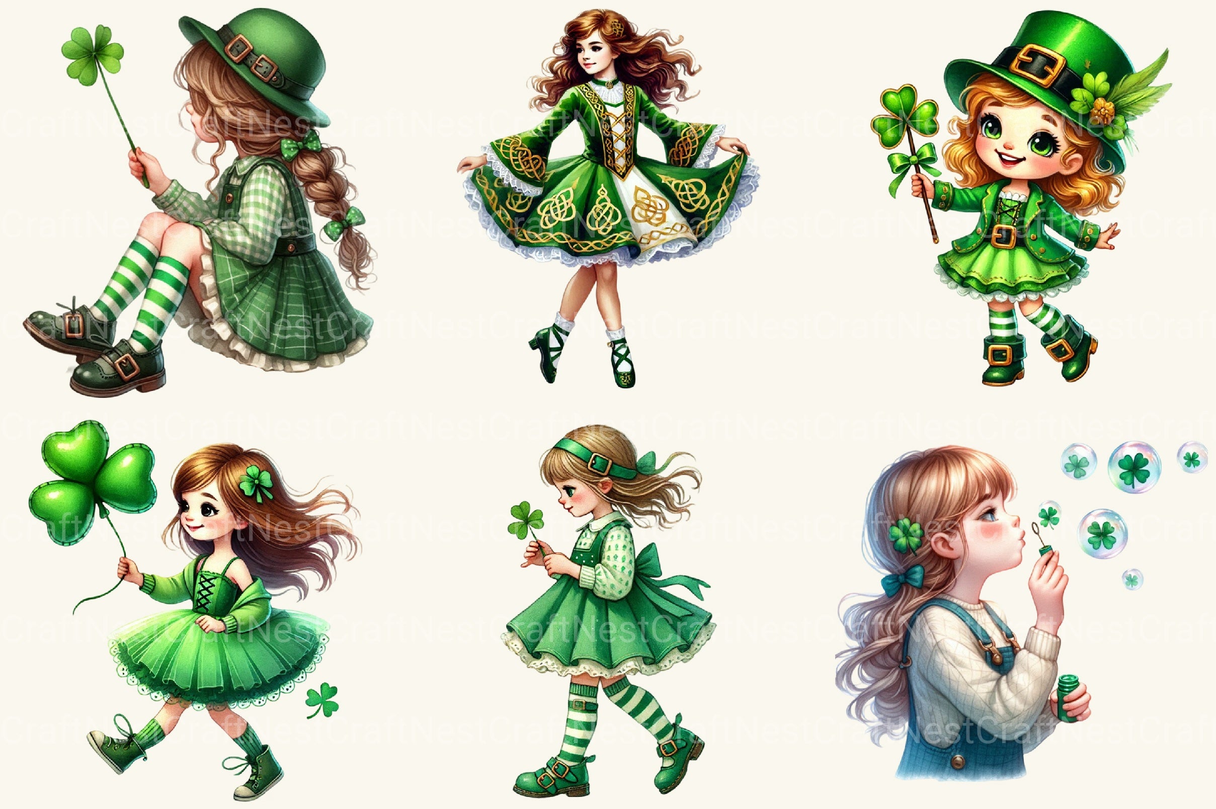 St Patrick's Girl Clipart Bundle - CraftNest - Digital Crafting and Art