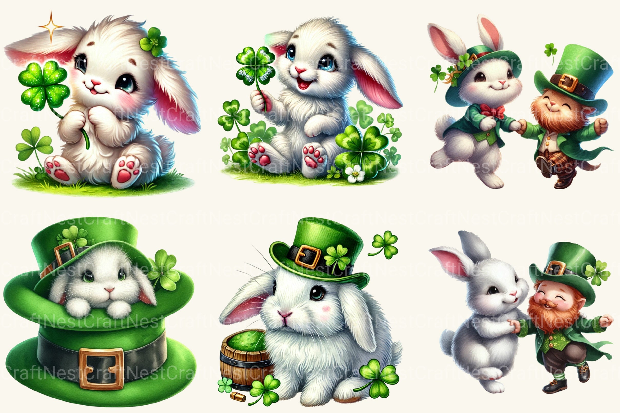 St Patrick's Bunny Clipart Bundle - CraftNest - Digital Crafting and Art