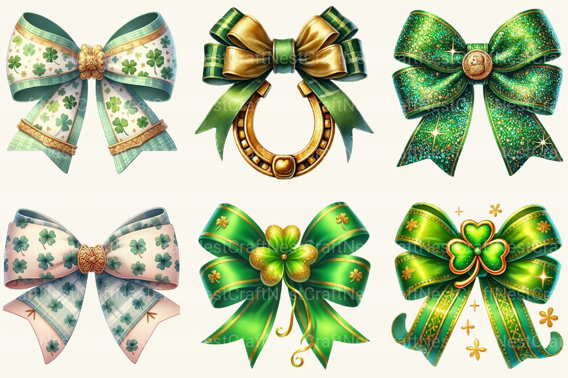 St Patrick's Bow Clipart Bundle - CraftNest - Digital Crafting and Art