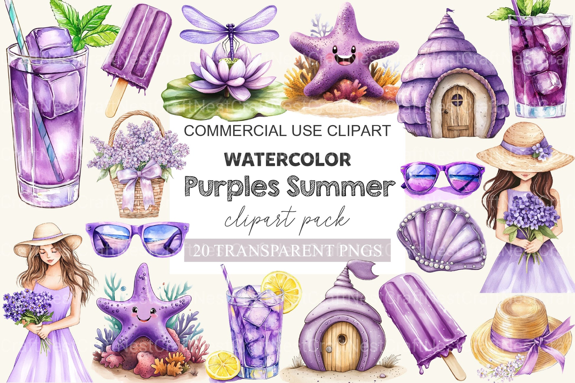Purple Summer Clipart Bundle 2 - CraftNest - Digital Crafting and Art