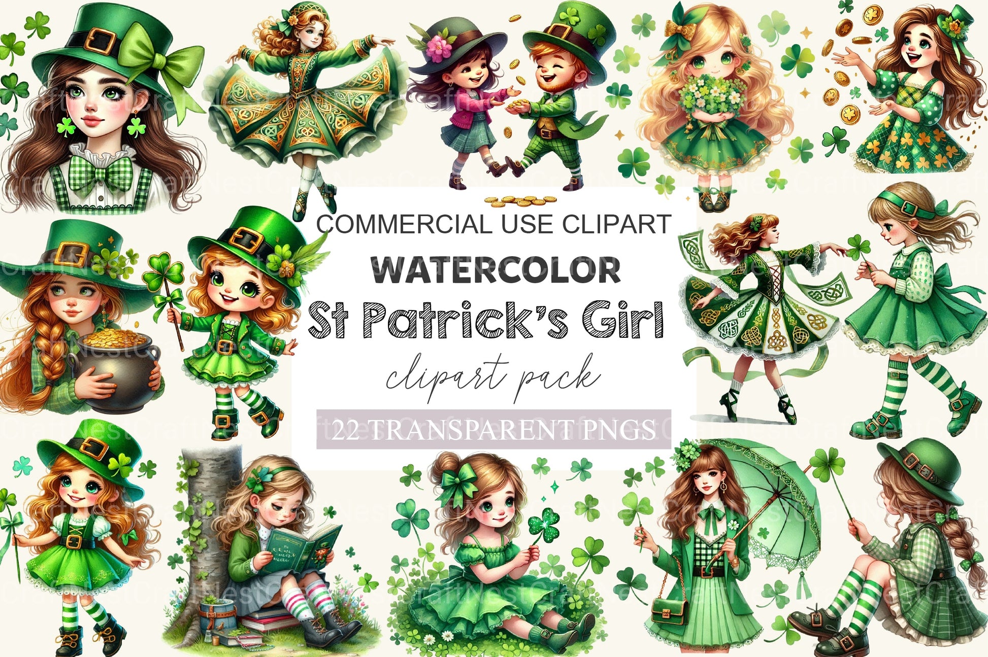 St Patrick's Girl Clipart Bundle - CraftNest - Digital Crafting and Art