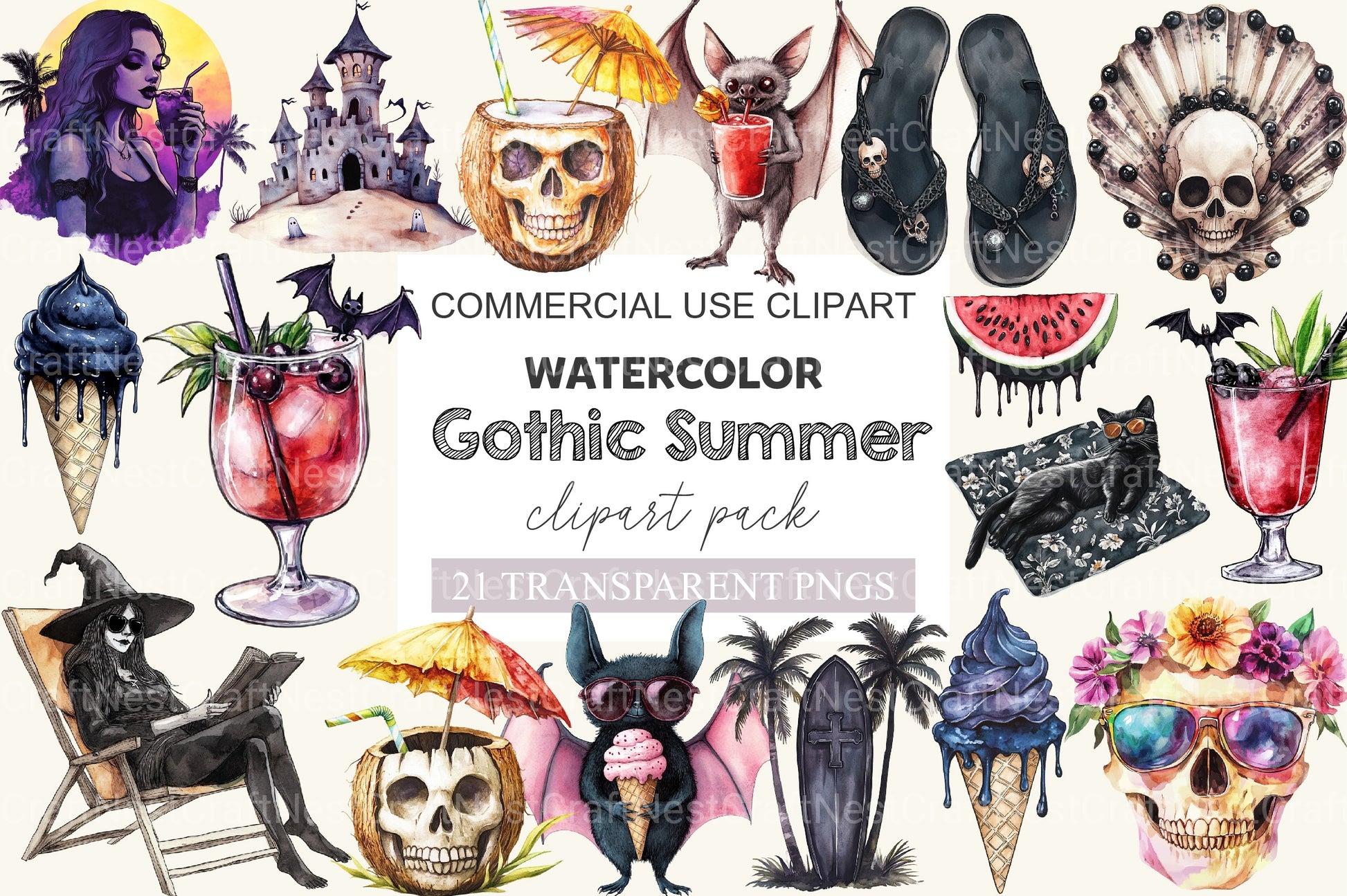 Gothic Summer Clipart Bundle 3 - CraftNest - Digital Crafting and Art
