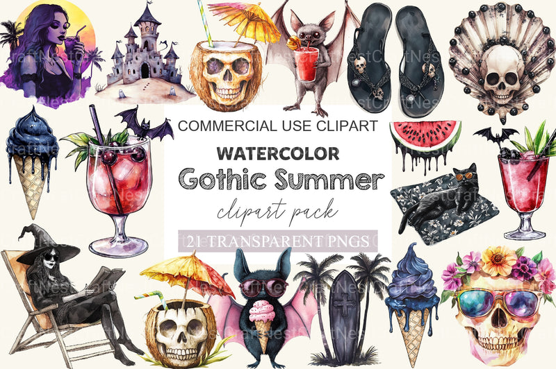 Gothic Summer Clipart Bundle 3 - CraftNest - Digital Crafting and Art