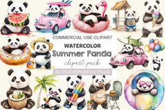 Summer Panda Clipart Bundle - CraftNest - Digital Crafting and Art