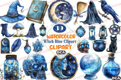 Witch Blue Clipart Bundle - CraftNest - Digital Crafting and Art