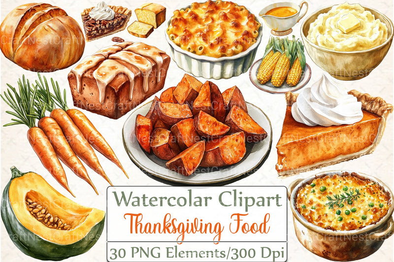 Cozy Fall Thanksgiving Food Clipart Bundle - CraftNest - Digital Crafting and Art