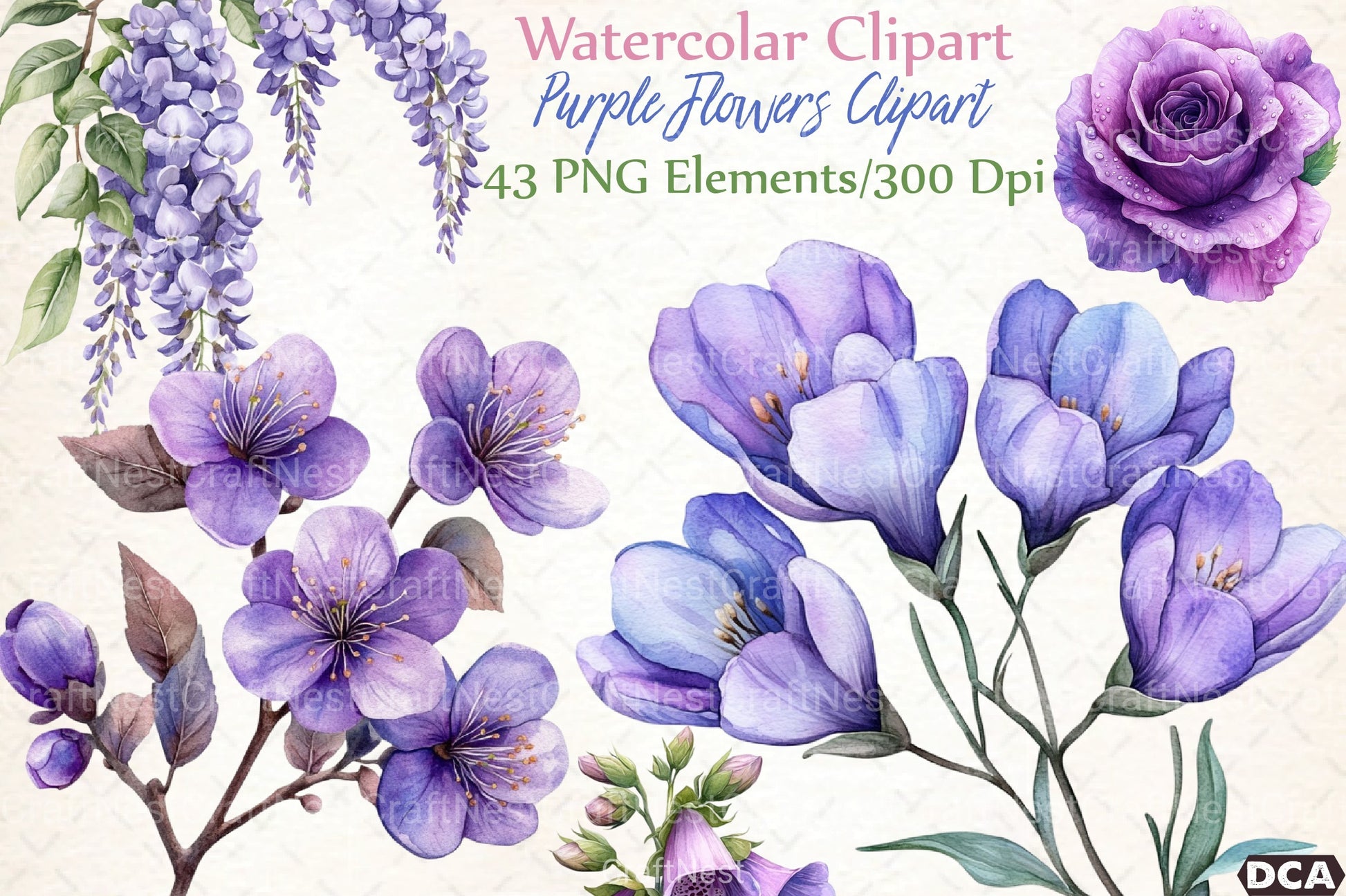 Purple Flowers Clipart Bundle 1 - CraftNest - Digital Crafting and Art