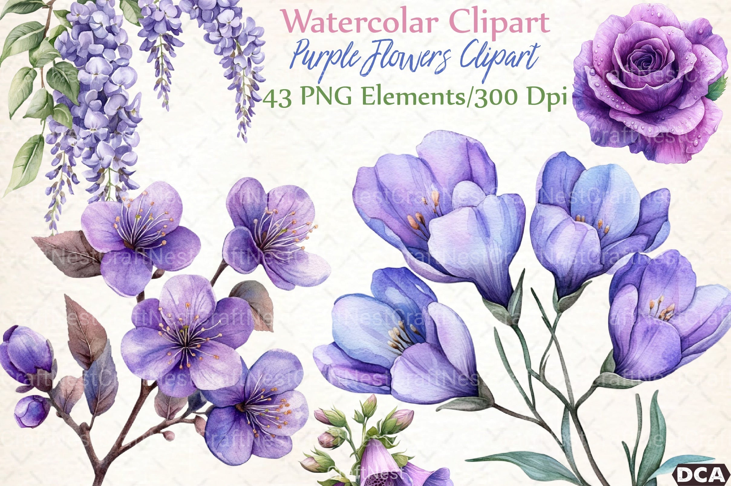 Purple Flowers Clipart Bundle 1 - CraftNest - Digital Crafting and Art