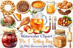 Pumpkin Pie & Turkey Day Clipart Bundle - CraftNest - Digital Crafting and Art
