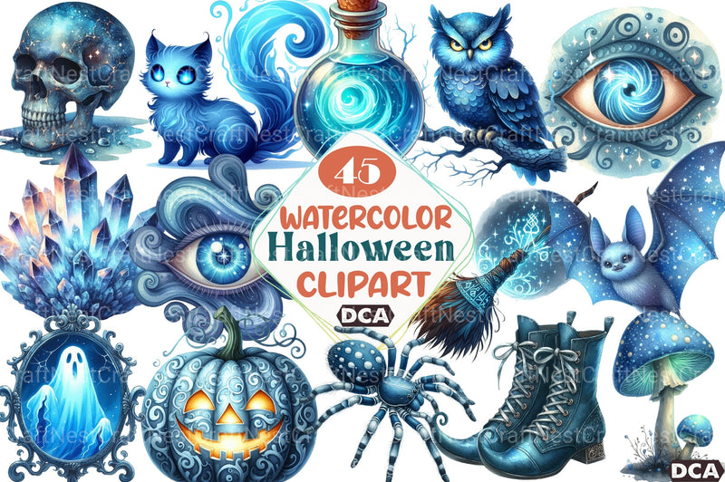 Blue Halloween Clipart Bundle 4 - CraftNest - Digital Crafting and Art