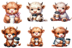 Funny Highland Cow Coffee Clipart Bundle - CraftNest - Digital Crafting and Art