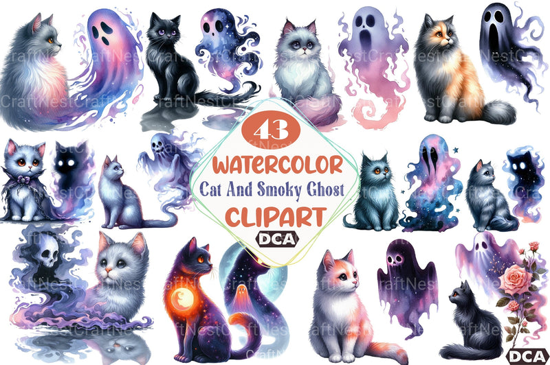 Halloween Cat & Ghost Clipart Bundle 78 - CraftNest - Digital Crafting and Art