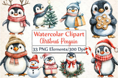 Winter Penguin Christmas Clipart Bundle 4 - CraftNest - Digital Crafting and Art