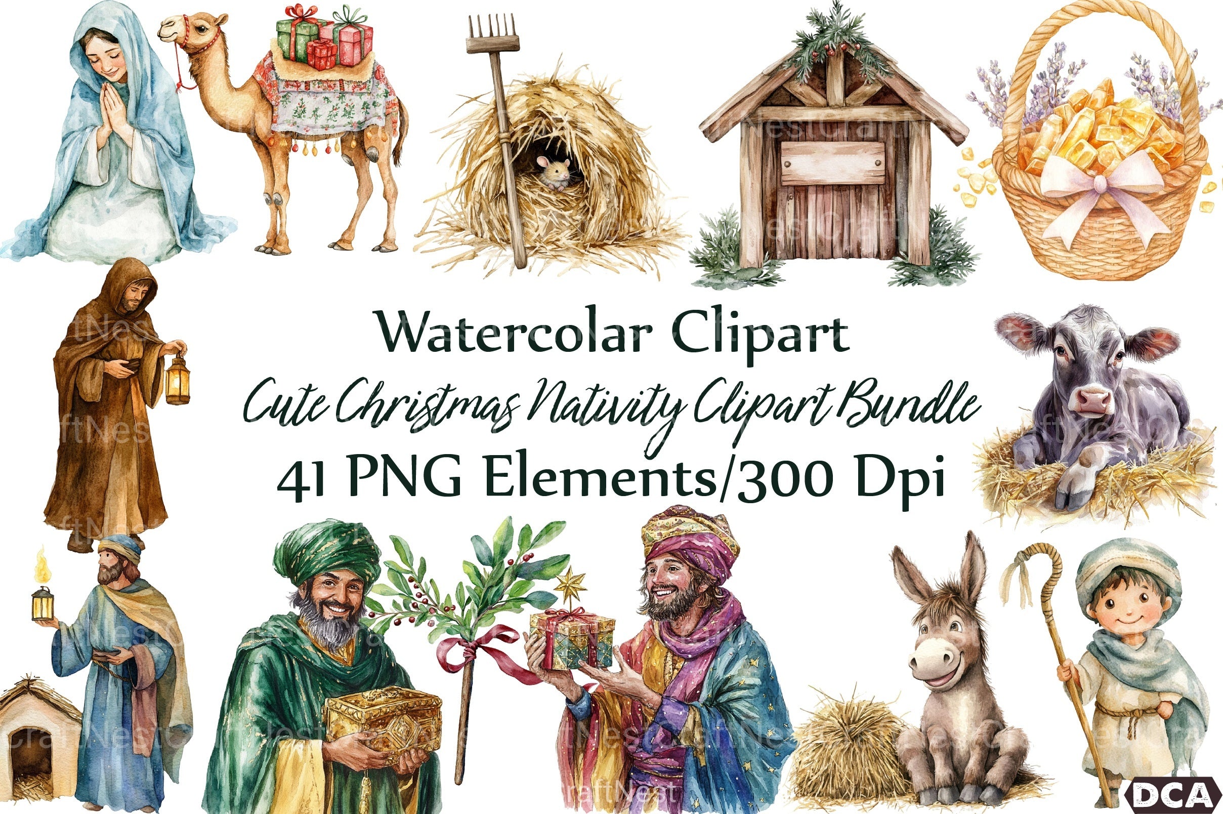 Cute Christmas Nativity Clipart Bundle 1 - CraftNest - Digital Crafting and Art