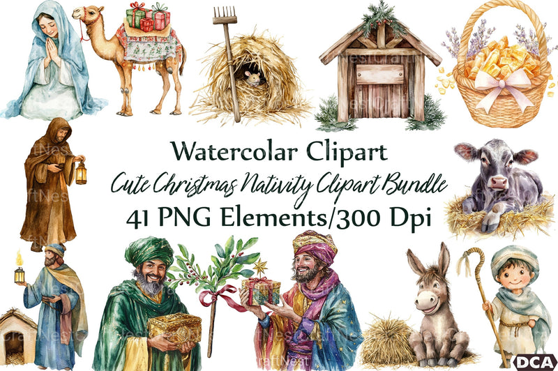 Cute Christmas Nativity Clipart Bundle 1 - CraftNest - Digital Crafting and Art
