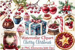 Midnight Cherry Christmas Clipart Bundle 4 - CraftNest - Digital Crafting and Art