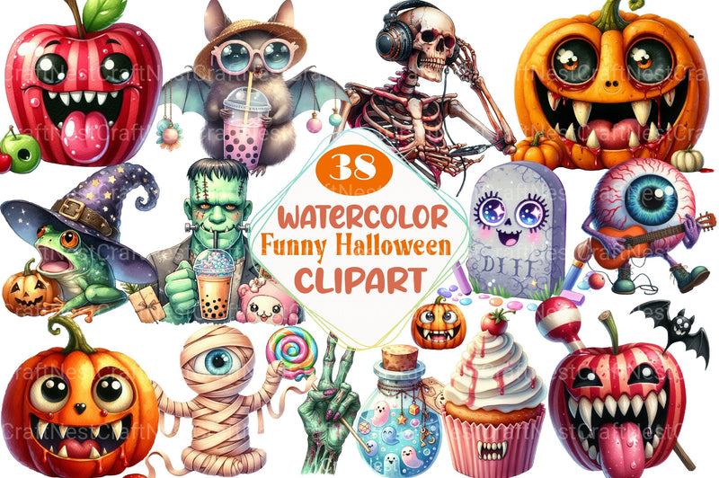 Crazy Funny Halloween Clipart Bundle - CraftNest - Digital Crafting and Art