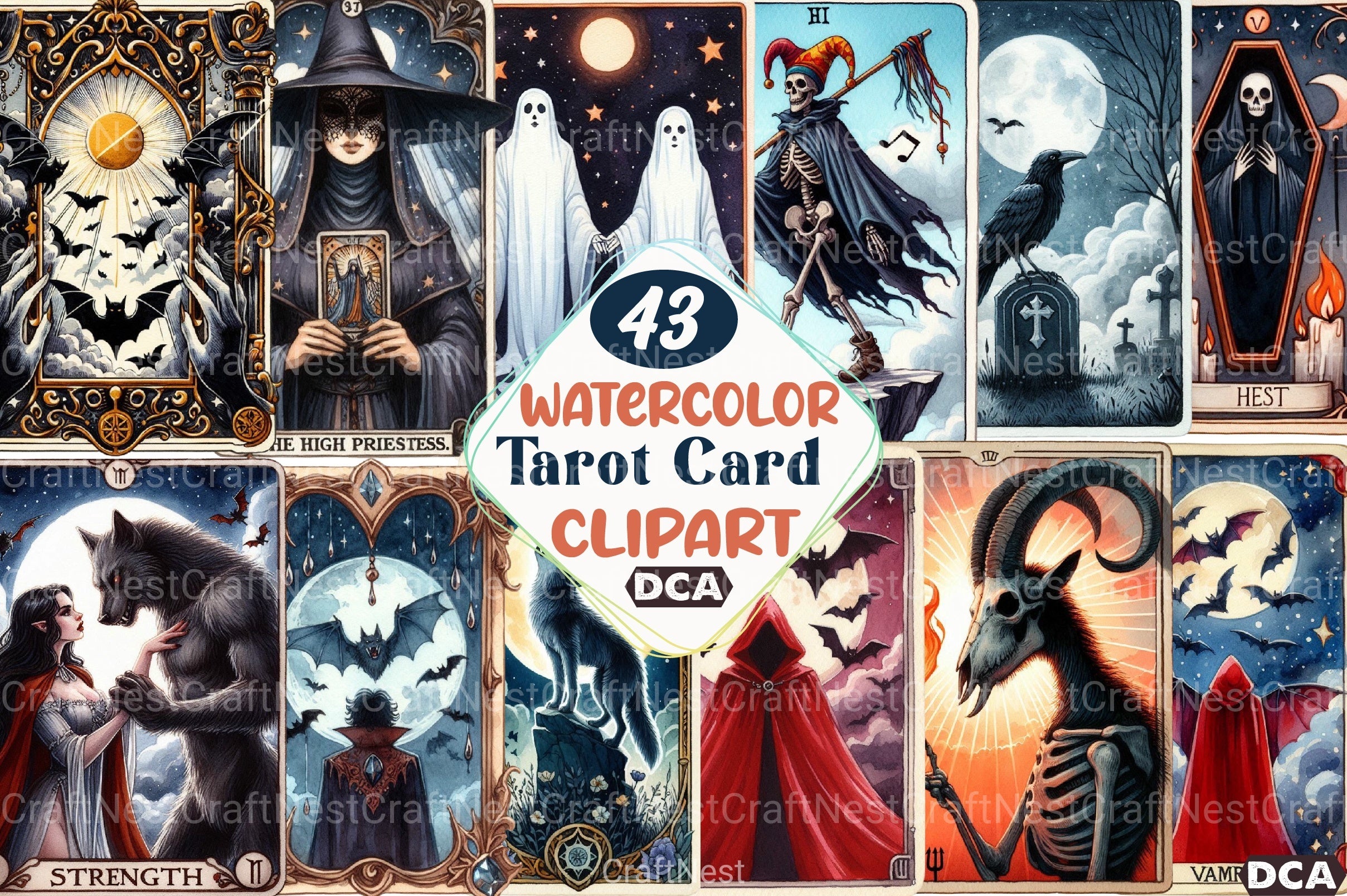 Halloween Vintage Tarot Card Clipart Bundle - CraftNest - Digital Crafting and Art