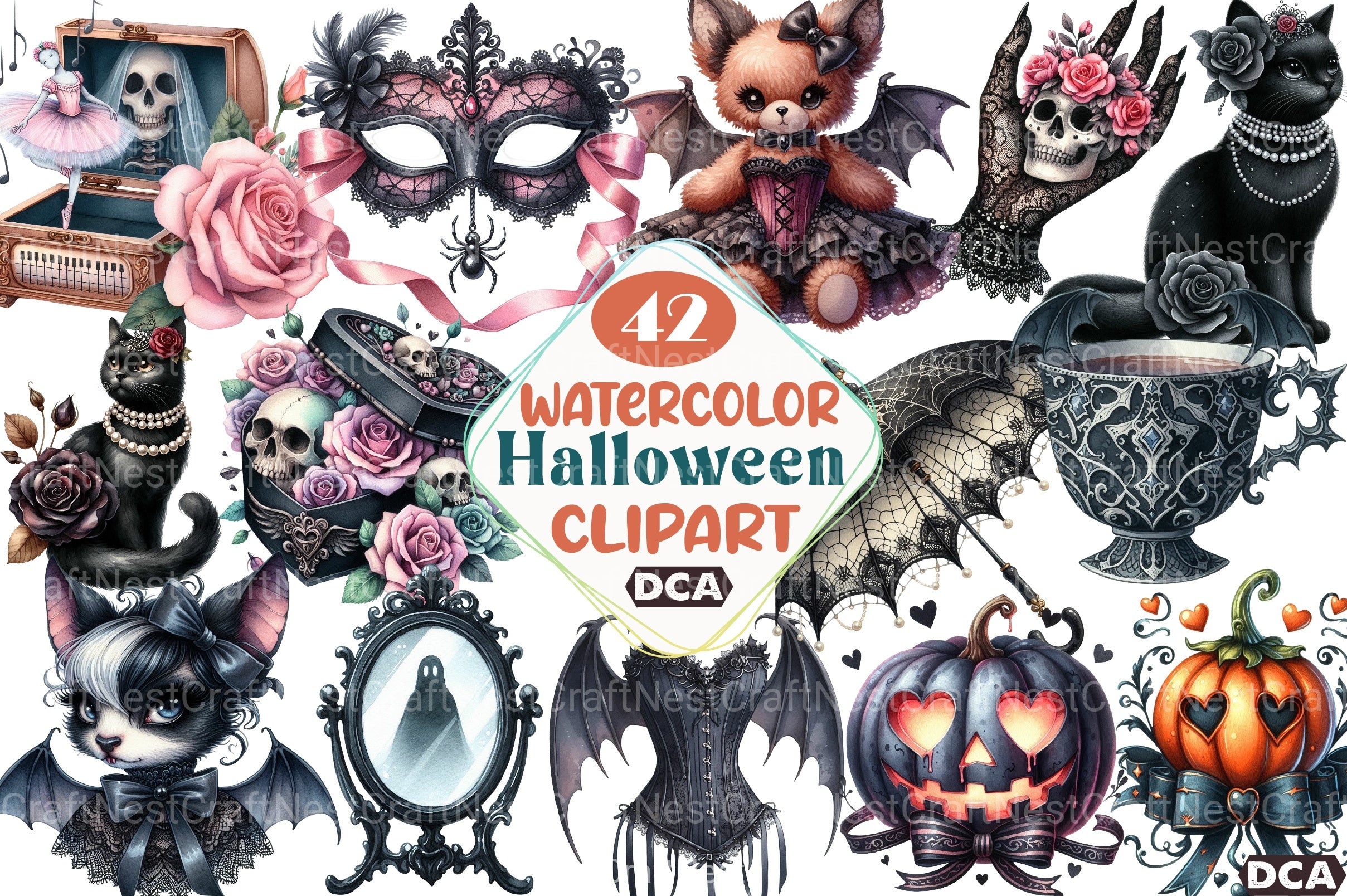 Gothic Coquette Halloween Clipart Bundle 1 - CraftNest - Digital Crafting and Art