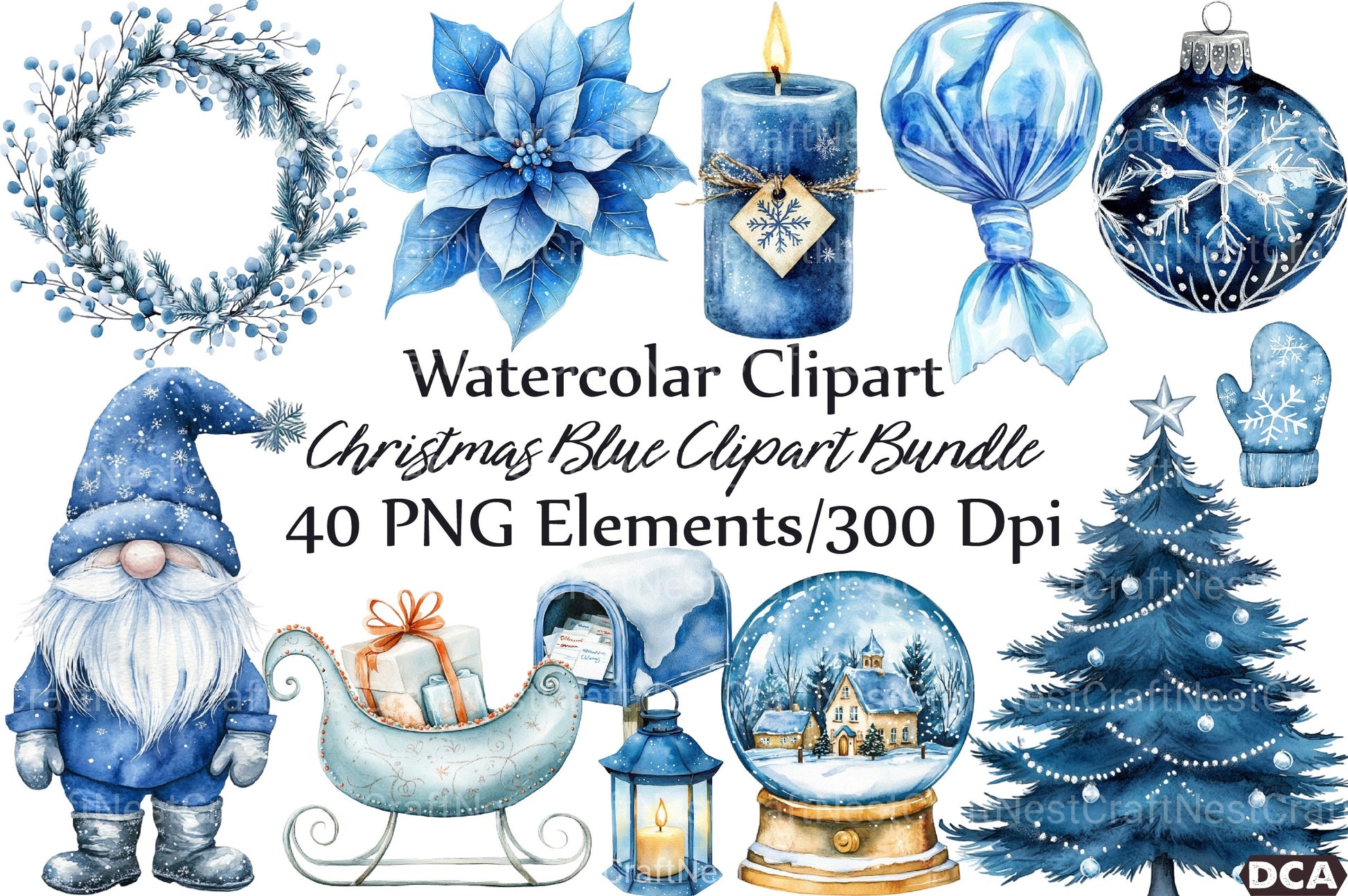 Christmas Blue Clipart Bundle - CraftNest - Digital Crafting and Art