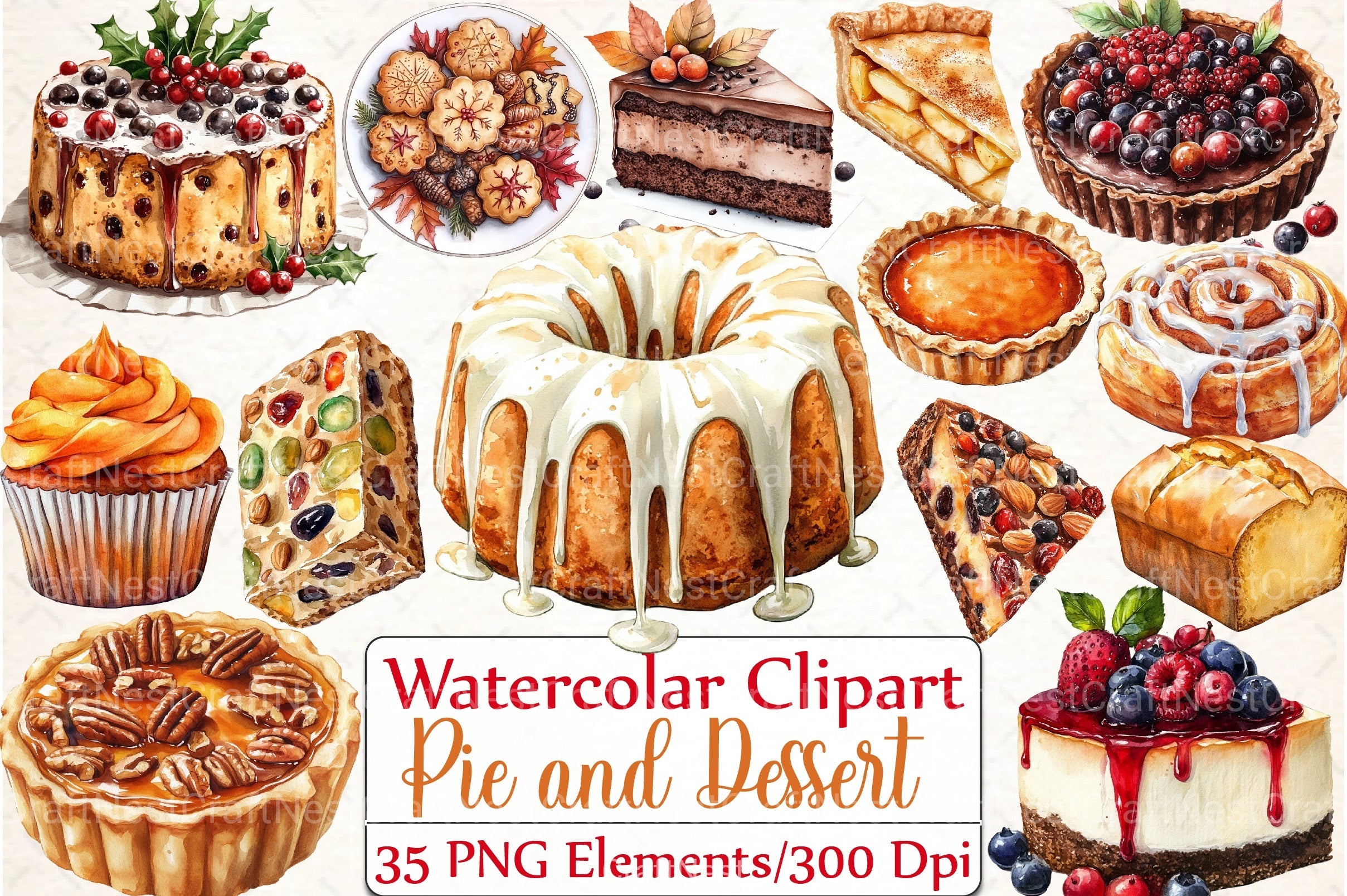 Thanksgiving Pie and Dessert Clipart Bundle - CraftNest - Digital Crafting and Art