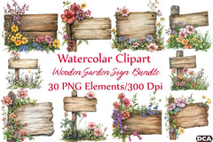 Wooden Garden Sign Clipart Bundle - CraftNest - Digital Crafting and Art