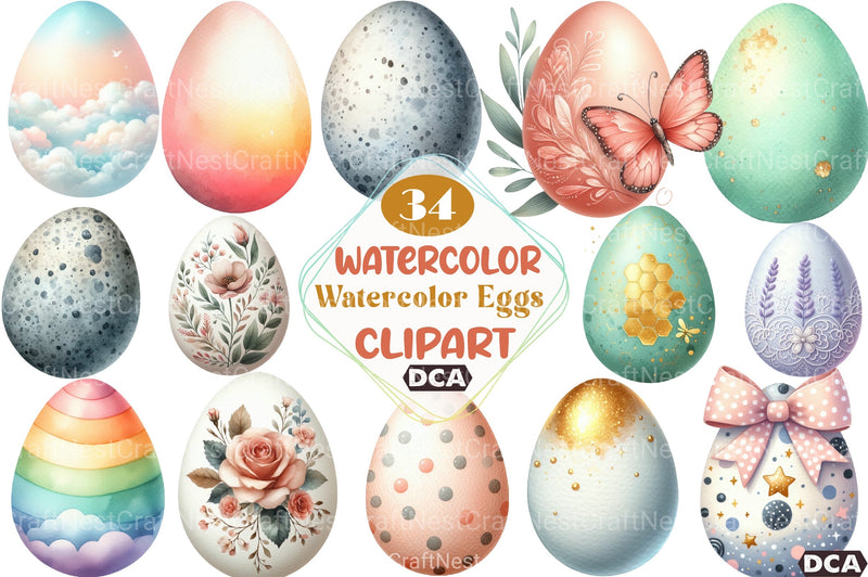 Watercolor Eggs Clipart Bundle - CraftNest - Digital Crafting and Art