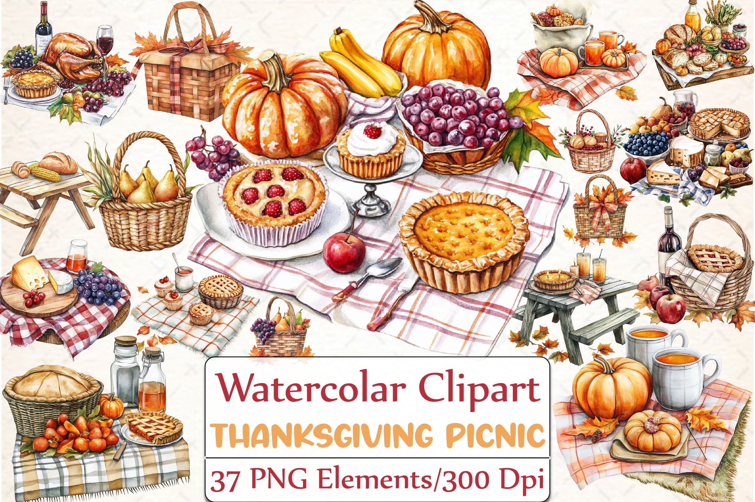 Thanksgiving Picnic Clipart Bundle