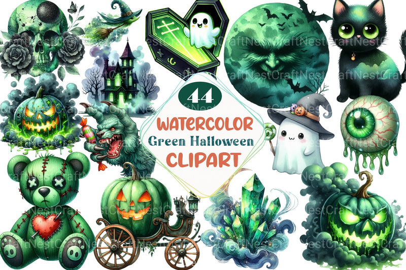 Green Halloween Clipart Bundle 5 - CraftNest - Digital Crafting and Art