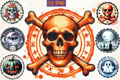 Halloween Round Stamp Clipart Bundle - CraftNest - Digital Crafting and Art