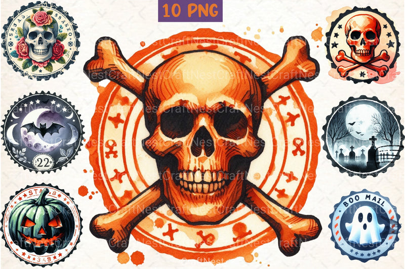 Halloween Round Stamp Clipart Bundle - CraftNest - Digital Crafting and Art