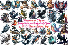 Spooky Halloween Quirky Birds Clipart Bundle - CraftNest - Digital Crafting and Art