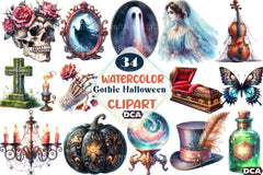 Antique Gothic Halloween Clipart Set Bundle - CraftNest - Digital Crafting and Art
