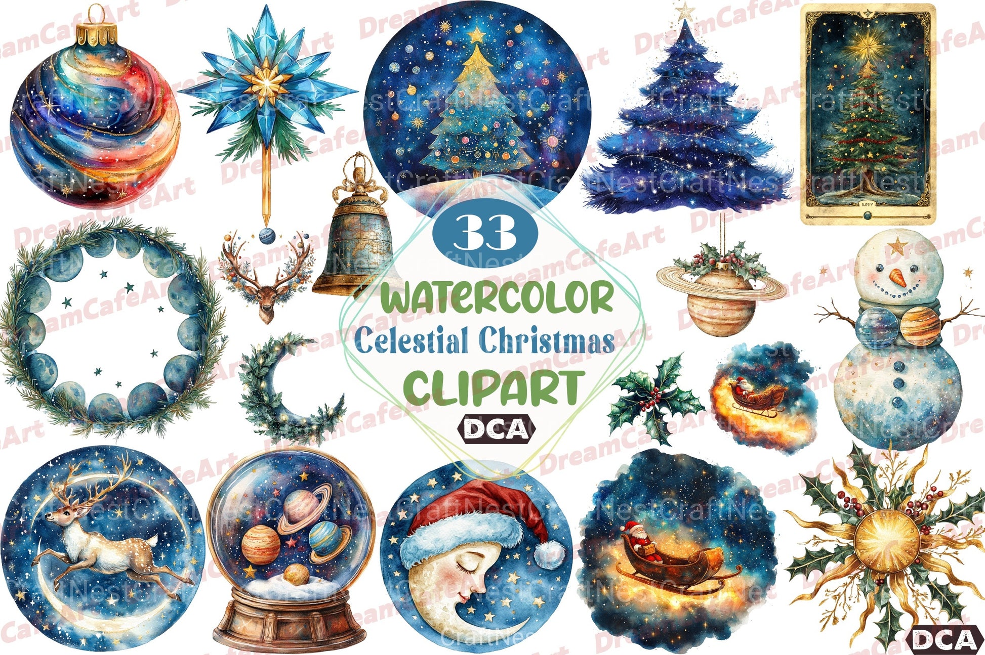 Celestial Christmas Clipart Bundle1 - CraftNest - Digital Crafting and Art