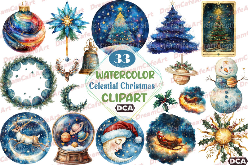 Celestial Christmas Clipart Bundle1 - CraftNest - Digital Crafting and Art