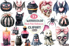 Black Pink Halloween Clipart Bundle - CraftNest - Digital Crafting and Art