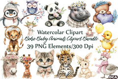 Boho Baby Animals Clipart Bundle - CraftNest - Digital Crafting and Art