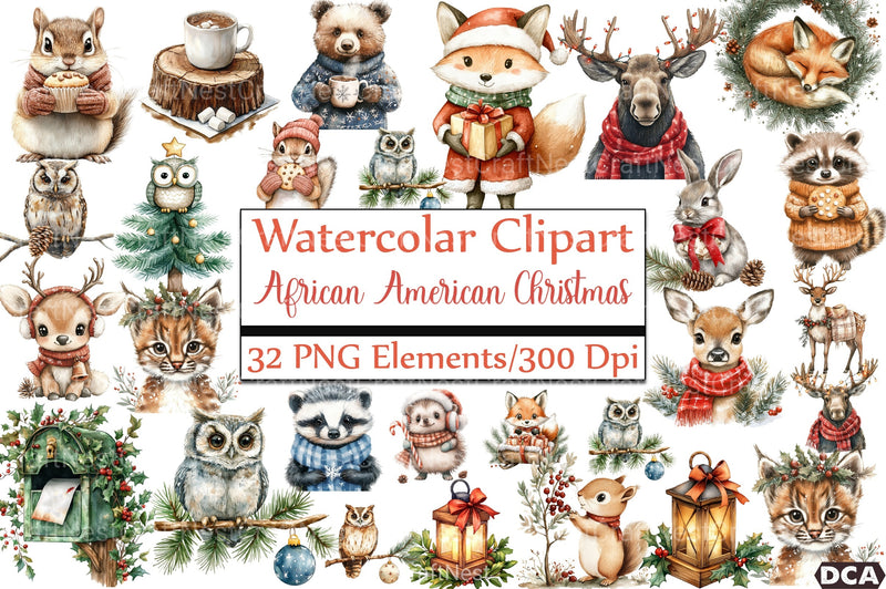 African American Christmas Clipart Bundle - CraftNest - Digital Crafting and Art
